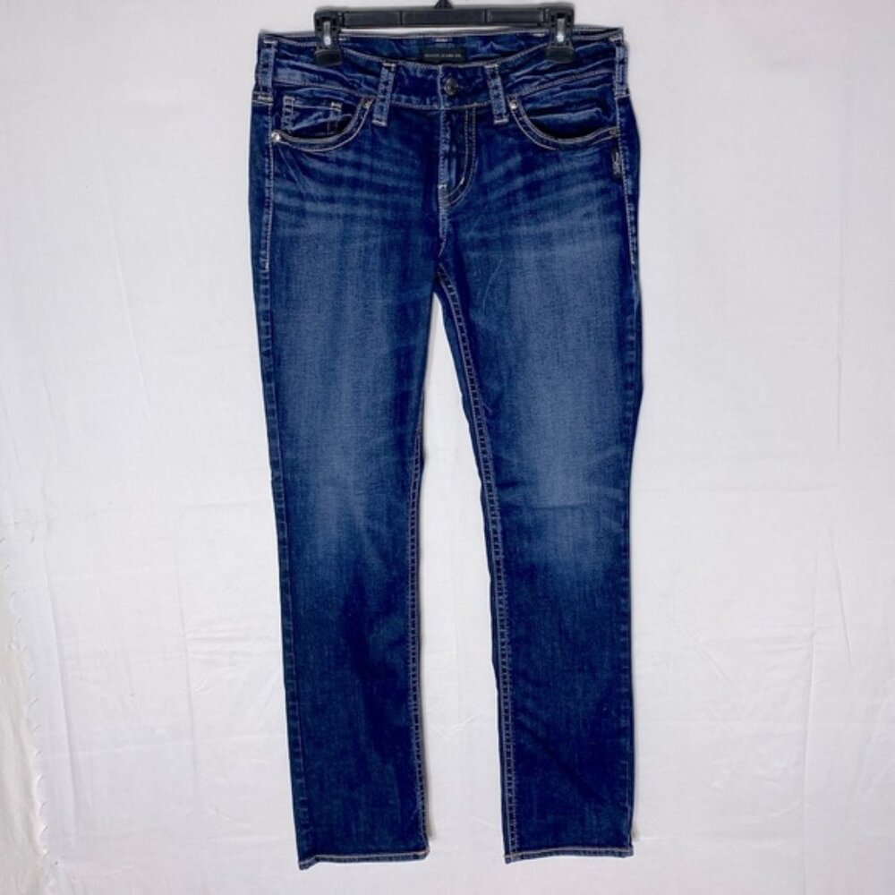 Silver Jeans Dark Wash Mid Rise Suki Straight Leg Jeans 30
